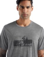 Icebreaker Men Merino Tech Lite II Short Sleeve T-Shirt Natural Run Club Z04NXR477 Clothing Metro Heather - Image 4