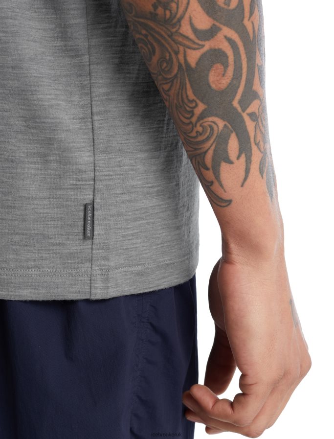 Icebreaker Men Merino Tech Lite II Short Sleeve T-Shirt Natural Run Club Z04NXR477 Clothing Metro Heather - Image 6