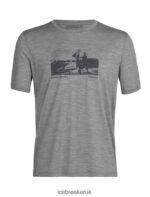 Icebreaker Men Merino Tech Lite II Short Sleeve T-Shirt Natural Run Club Z04NXR477 Clothing Metro Heather - Image 7