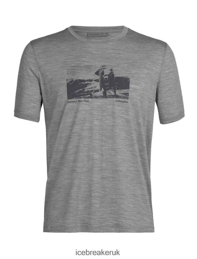 Icebreaker Men Merino Tech Lite II Short Sleeve T-Shirt Natural Run Club Z04NXR477 Clothing Metro Heather - Image 7