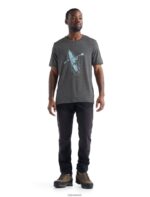 Icebreaker Men Merino Tech Lite II Short Sleeve T-Shirt Paddle Lines Z04NXR475 Clothing Gritstone Heather - Image 2