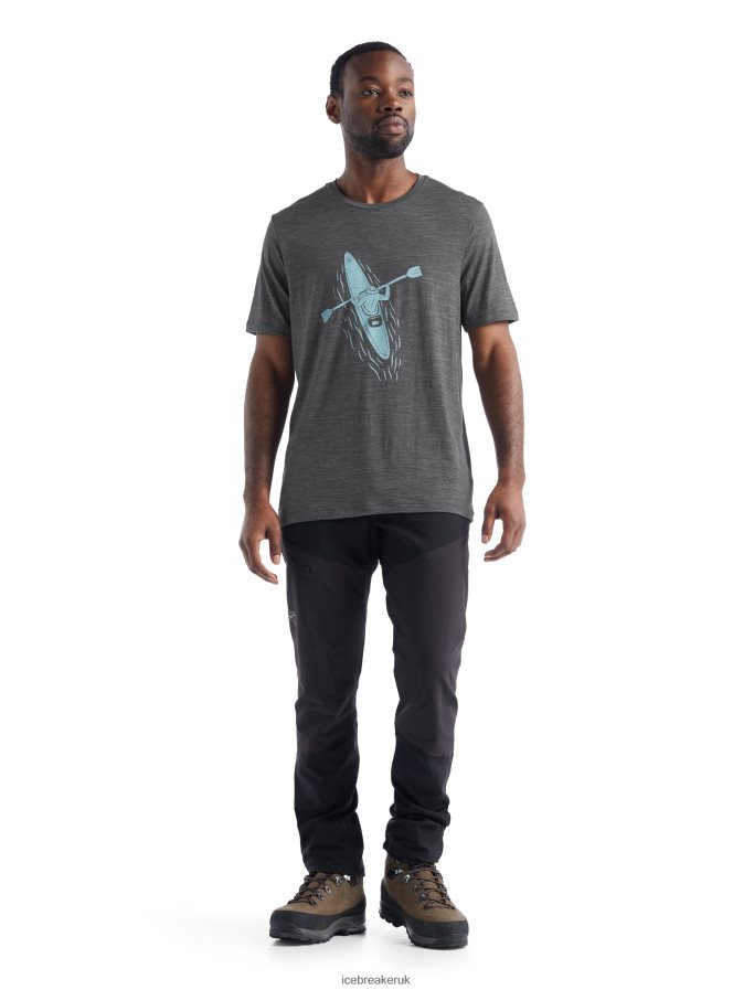 Icebreaker Men Merino Tech Lite II Short Sleeve T-Shirt Paddle Lines Z04NXR475 Clothing Gritstone Heather - Image 2