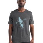 Icebreaker Men Merino Tech Lite II Short Sleeve T-Shirt Paddle Lines Z04NXR475 Clothing Gritstone Heather