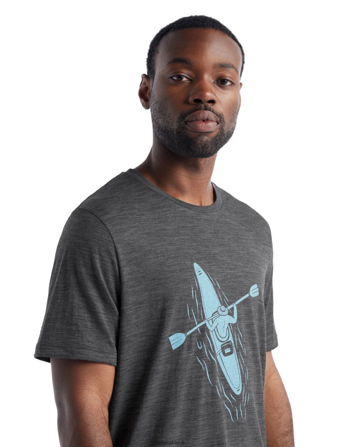 Icebreaker Men Merino Tech Lite II Short Sleeve T-Shirt Paddle Lines Z04NXR475 Clothing Gritstone Heather - Image 4