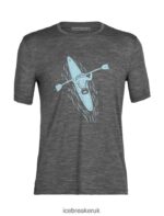 Icebreaker Men Merino Tech Lite II Short Sleeve T-Shirt Paddle Lines Z04NXR475 Clothing Gritstone Heather - Image 7