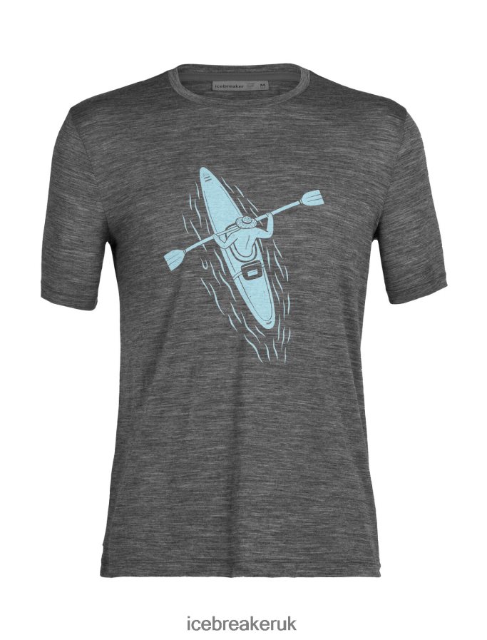 Icebreaker Men Merino Tech Lite II Short Sleeve T-Shirt Paddle Lines Z04NXR475 Clothing Gritstone Heather - Image 7