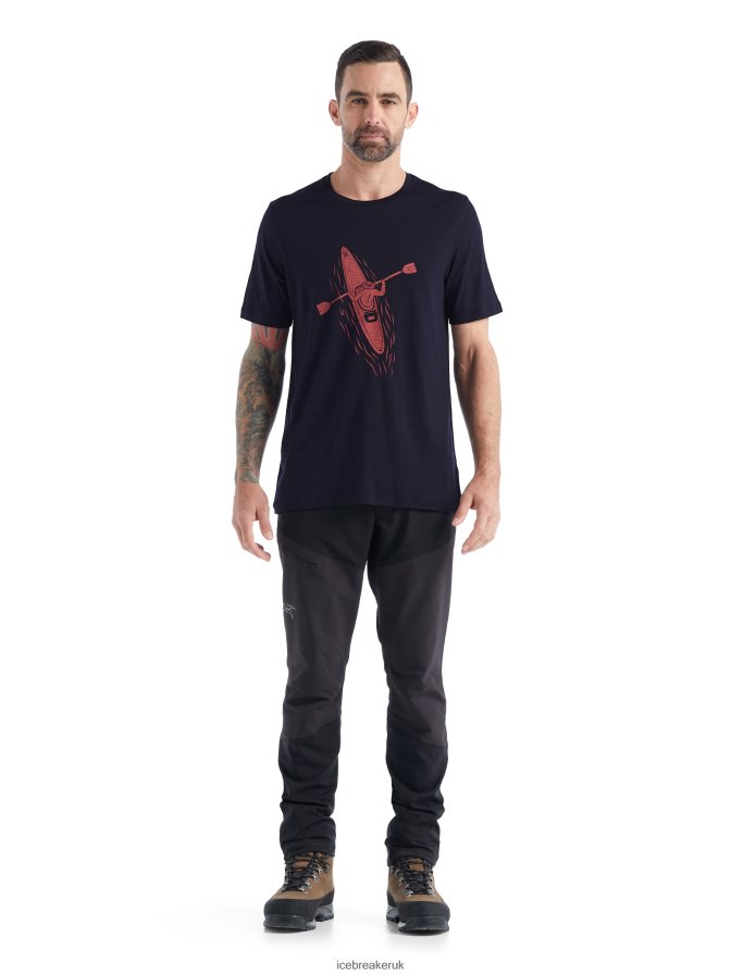 Icebreaker Men Merino Tech Lite II Short Sleeve T-Shirt Paddle Lines Z04NXR476 Clothing Midnight Navy - Image 2
