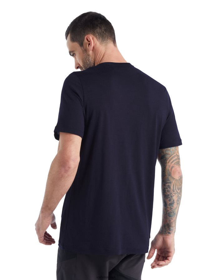 Icebreaker Men Merino Tech Lite II Short Sleeve T-Shirt Paddle Lines Z04NXR476 Clothing Midnight Navy - Image 3
