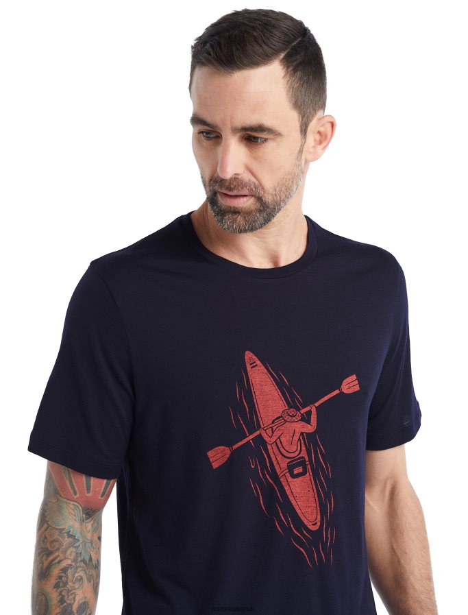 Icebreaker Men Merino Tech Lite II Short Sleeve T-Shirt Paddle Lines Z04NXR476 Clothing Midnight Navy - Image 4