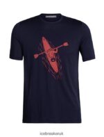 Icebreaker Men Merino Tech Lite II Short Sleeve T-Shirt Paddle Lines Z04NXR476 Clothing Midnight Navy - Image 6