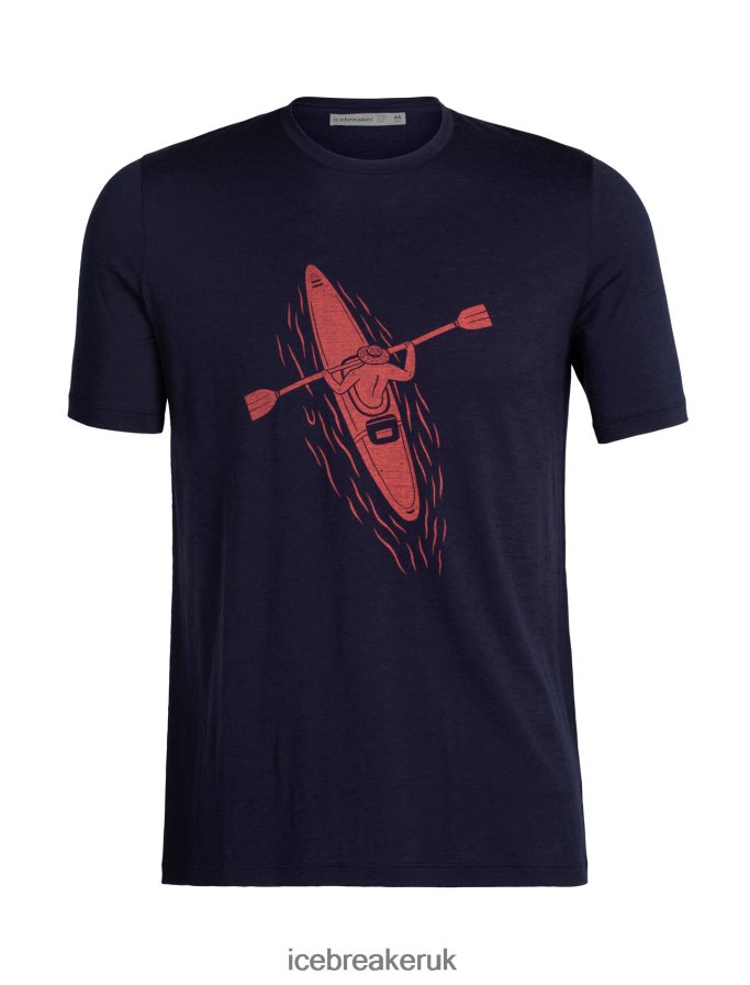 Icebreaker Men Merino Tech Lite II Short Sleeve T-Shirt Paddle Lines Z04NXR476 Clothing Midnight Navy - Image 6