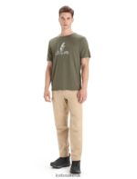 Icebreaker Men Merino Tech Lite II Short Sleeve T-Shirt Polar Paddle Z04NXR67 Clothing Loden - Image 3