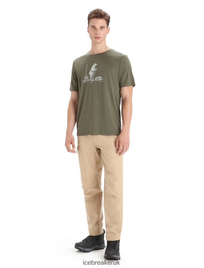 Icebreaker Men Merino Tech Lite II Short Sleeve T-Shirt Polar Paddle Z04NXR67 Clothing Loden - Image 3