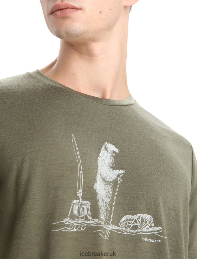 Icebreaker Men Merino Tech Lite II Short Sleeve T-Shirt Polar Paddle Z04NXR67 Clothing Loden - Image 4