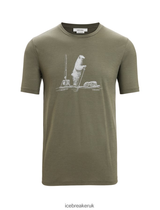 Icebreaker Men Merino Tech Lite II Short Sleeve T-Shirt Polar Paddle Z04NXR67 Clothing Loden - Image 6