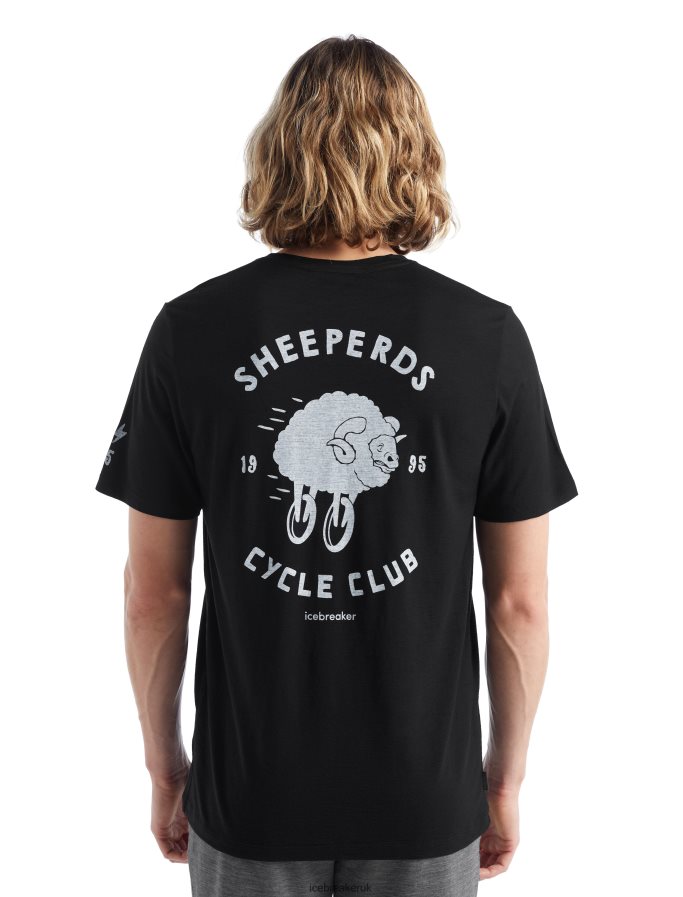 Icebreaker Men Merino Tech Lite II Short Sleeve T-Shirt Sheeperds Cycle Club Z04NXR479 Clothing Black - Image 1