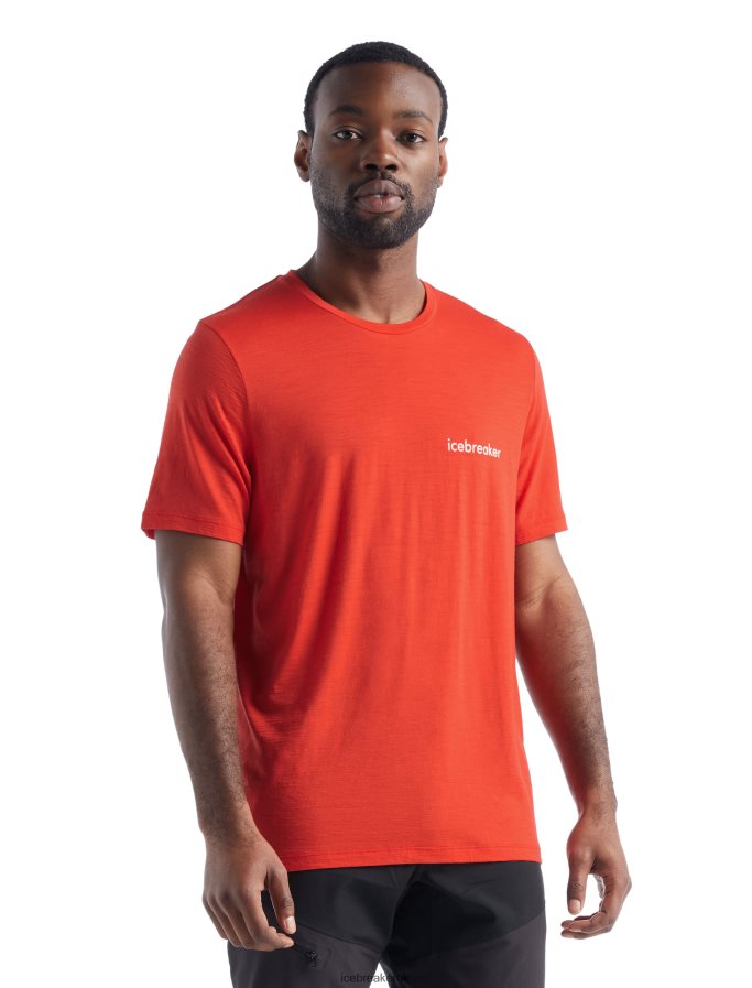 Icebreaker Men Merino Tech Lite II Short Sleeve T-Shirt Sheeperds Cycle Club Z04NXR480 Clothing Lava - Image 2