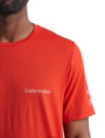 Icebreaker Men Merino Tech Lite II Short Sleeve T-Shirt Sheeperds Cycle Club Z04NXR480 Clothing Lava - Image 5