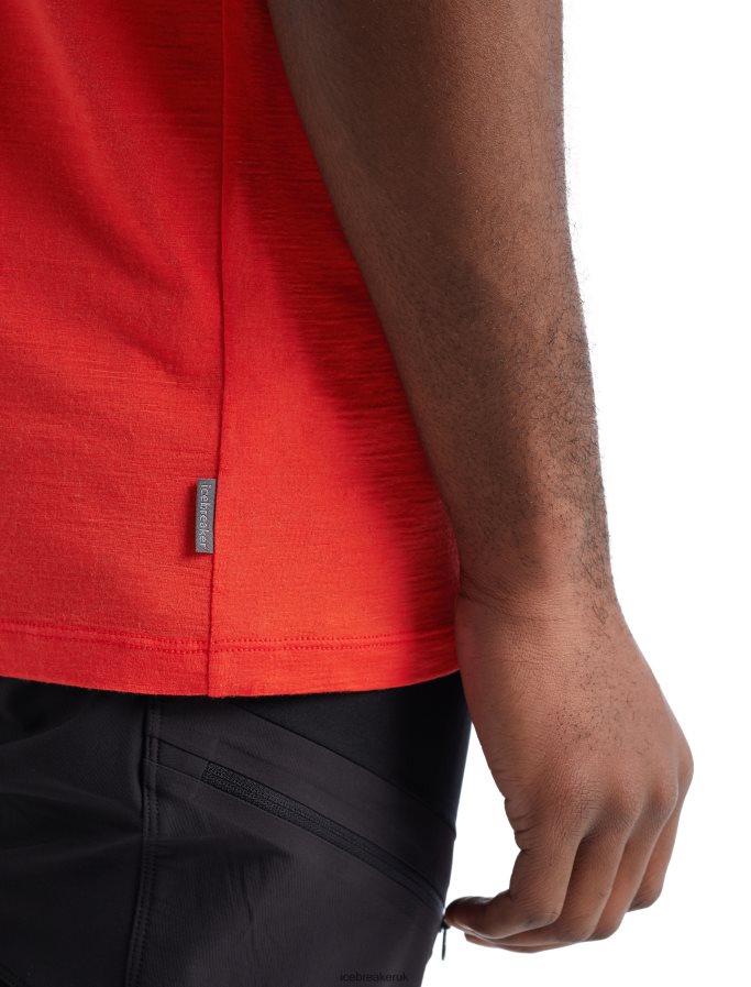 Icebreaker Men Merino Tech Lite II Short Sleeve T-Shirt Sheeperds Cycle Club Z04NXR480 Clothing Lava - Image 7