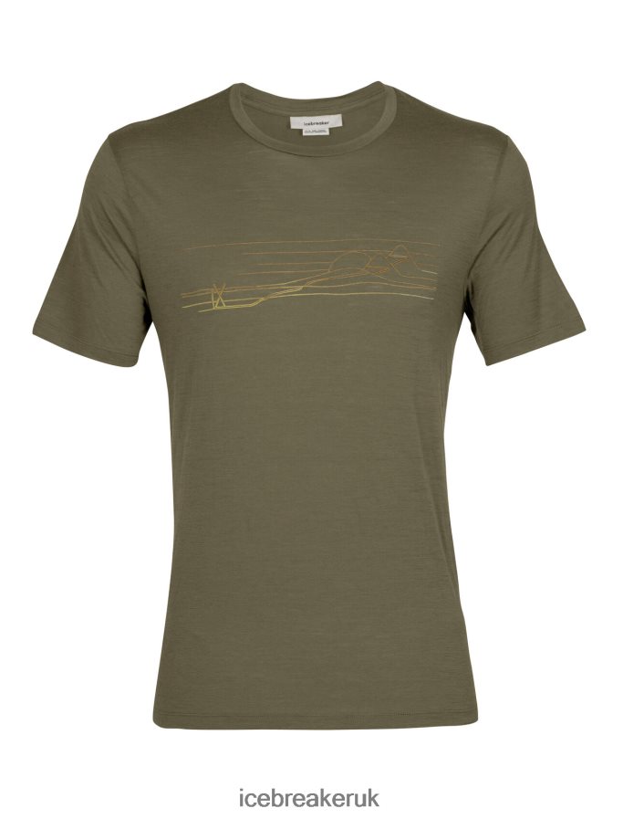 Icebreaker Men Merino Tech Lite II Short Sleeve T-Shirt Ski Stripes Z04NXR347 Clothing Loden - Image 6