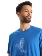 Icebreaker Men Merino Tech Lite II Short Sleeve T-Shirt Skiing Yeti Z04NXR364 Clothing Lazurite - Image 4