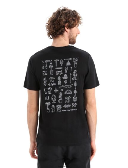 Icebreaker Men Merino Tech Lite II Short Sleeve T-Shirt Story Z04NXR380 Clothing Black