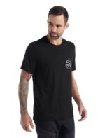 Icebreaker Men Merino Tech Lite II Short Sleeve T-Shirt Sunrise Ridge Z04NXR482 Clothing Black - Image 2