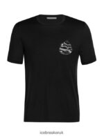Icebreaker Men Merino Tech Lite II Short Sleeve T-Shirt Sunrise Ridge Z04NXR482 Clothing Black - Image 6