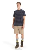 Icebreaker Men Merino Wave Short Sleeve Stripe T-Shirt Z04NXR21 Clothing Midnight Navy/Loden - Image 3
