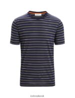 Icebreaker Men Merino Wave Short Sleeve Stripe T-Shirt Z04NXR21 Clothing Midnight Navy/Loden - Image 6
