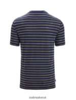 Icebreaker Men Merino Wave Short Sleeve Stripe T-Shirt Z04NXR21 Clothing Midnight Navy/Loden - Image 7