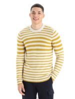 Icebreaker Men Merino Waypoint Crewe Sweater Z04NXR391 Clothing Ecru Heather/Silent Gold