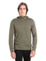 Icebreaker Men RealFleece Merino Elemental Long Sleeve Zip Hood Jacket Z04NXR439 Clothing Loden