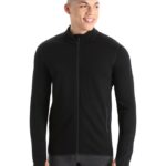Icebreaker Men RealFleece Merino Elemental Long Sleeve Zip Jacket Z04NXR422 Clothing Black