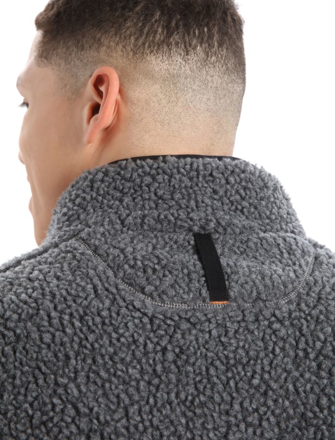 Icebreaker Men RealFleece Merino High Pile Long Sleeve Half Zip Jacket Z04NXR232 Clothing Gritstone Heather/Black - Image 5