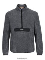 Icebreaker Men RealFleece Merino High Pile Long Sleeve Half Zip Jacket Z04NXR232 Clothing Gritstone Heather/Black - Image 7