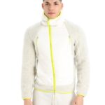 Icebreaker Men RealFleece Merino High Pile Long Sleeve Zip Hood Z04NXR415 Clothing Ecru Heather/Snow