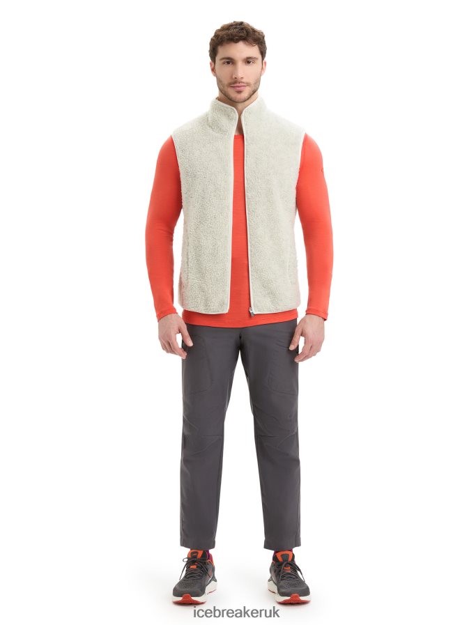Icebreaker Men RealFleece Merino High Pile Vest Z04NXR234 Clothing Ecru Heather/Snow - Image 3