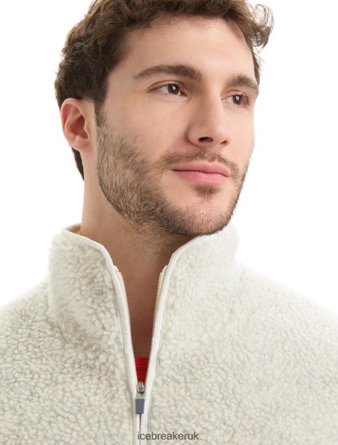 Icebreaker Men RealFleece Merino High Pile Vest Z04NXR234 Clothing Ecru Heather/Snow - Image 4