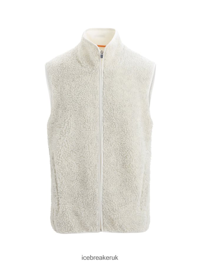 Icebreaker Men RealFleece Merino High Pile Vest Z04NXR234 Clothing Ecru Heather/Snow - Image 8