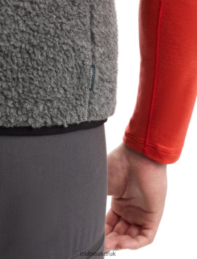 Icebreaker Men RealFleece Merino High Pile Vest Z04NXR235 Clothing Gritstone Heather/Black - Image 7