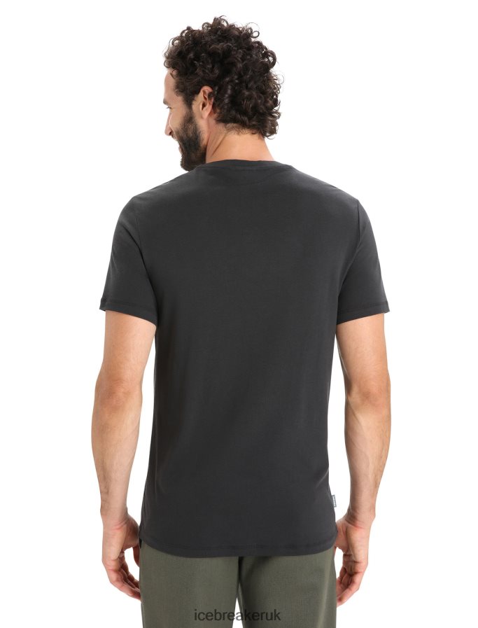 Icebreaker Men Tencel Cotton Short Sleeve T-Shirt Natural Logo Z04NXR88 Clothing Black - Image 2