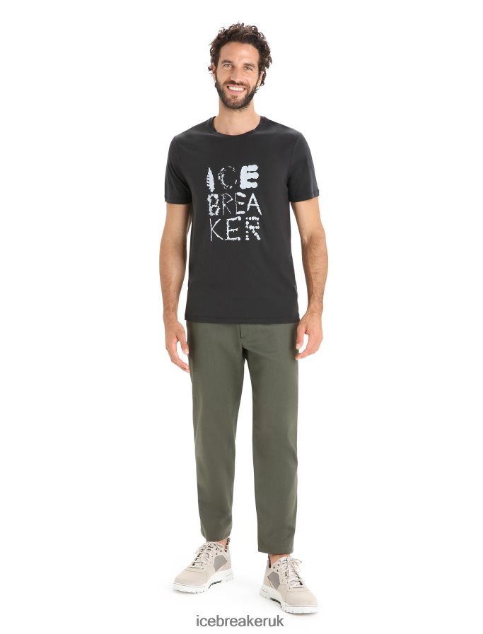 Icebreaker Men Tencel Cotton Short Sleeve T-Shirt Natural Logo Z04NXR88 Clothing Black - Image 3