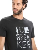 Icebreaker Men Tencel Cotton Short Sleeve T-Shirt Natural Logo Z04NXR88 Clothing Black - Image 4