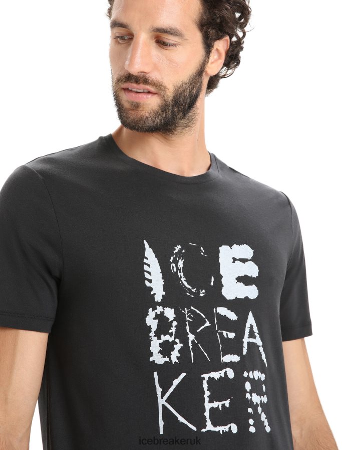 Icebreaker Men Tencel Cotton Short Sleeve T-Shirt Natural Logo Z04NXR88 Clothing Black - Image 4