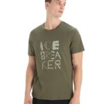 Icebreaker Men Tencel Cotton Short Sleeve T-Shirt Natural Logo Z04NXR89 Clothing Loden