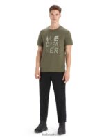 Icebreaker Men Tencel Cotton Short Sleeve T-Shirt Natural Logo Z04NXR89 Clothing Loden - Image 3