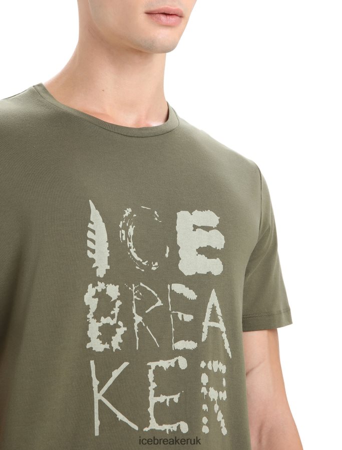 Icebreaker Men Tencel Cotton Short Sleeve T-Shirt Natural Logo Z04NXR89 Clothing Loden - Image 4