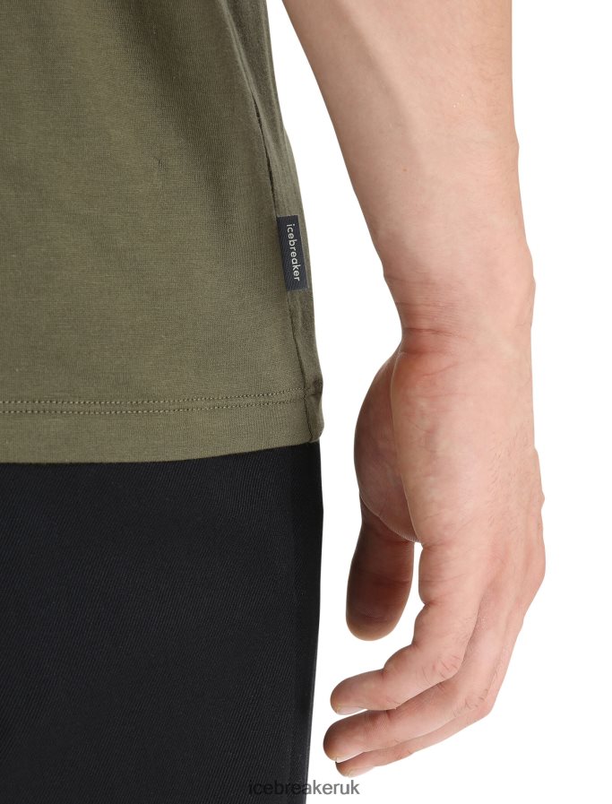 Icebreaker Men Tencel Cotton Short Sleeve T-Shirt Natural Logo Z04NXR89 Clothing Loden - Image 5