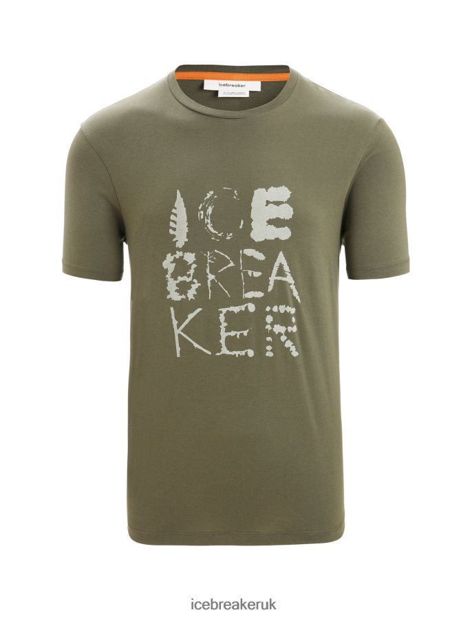 Icebreaker Men Tencel Cotton Short Sleeve T-Shirt Natural Logo Z04NXR89 Clothing Loden - Image 6